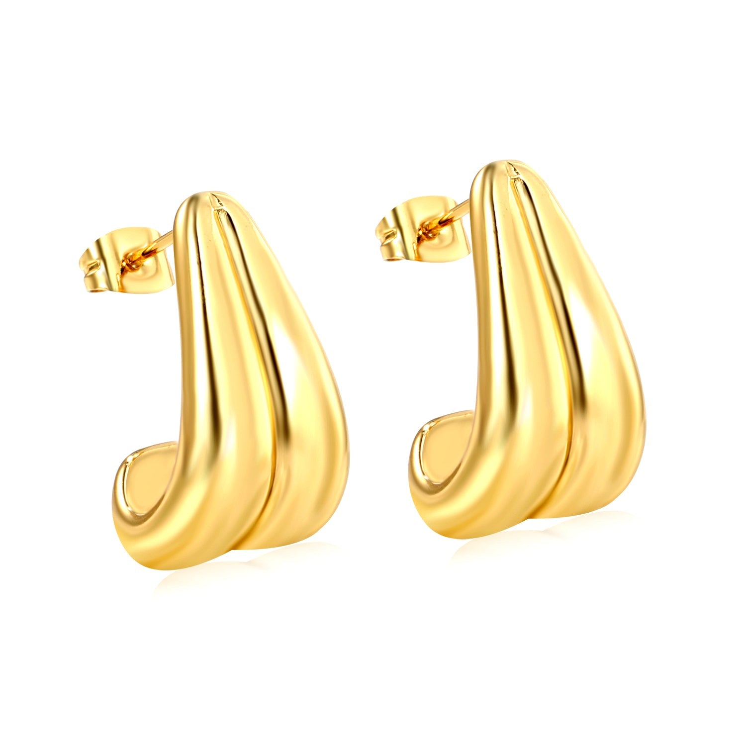 13*23mm glossy double line hook earrings gold color asonjewelry